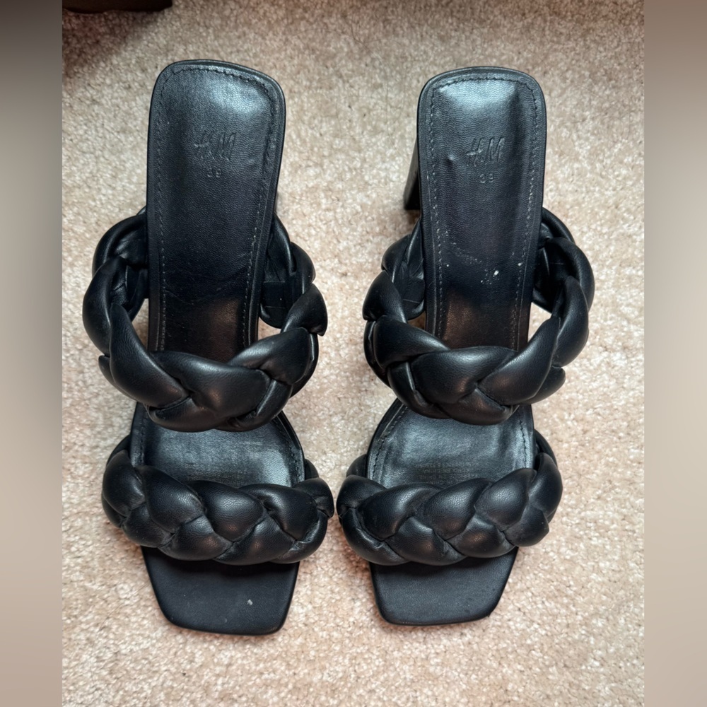 Elegant Black Braided Women's Sandals